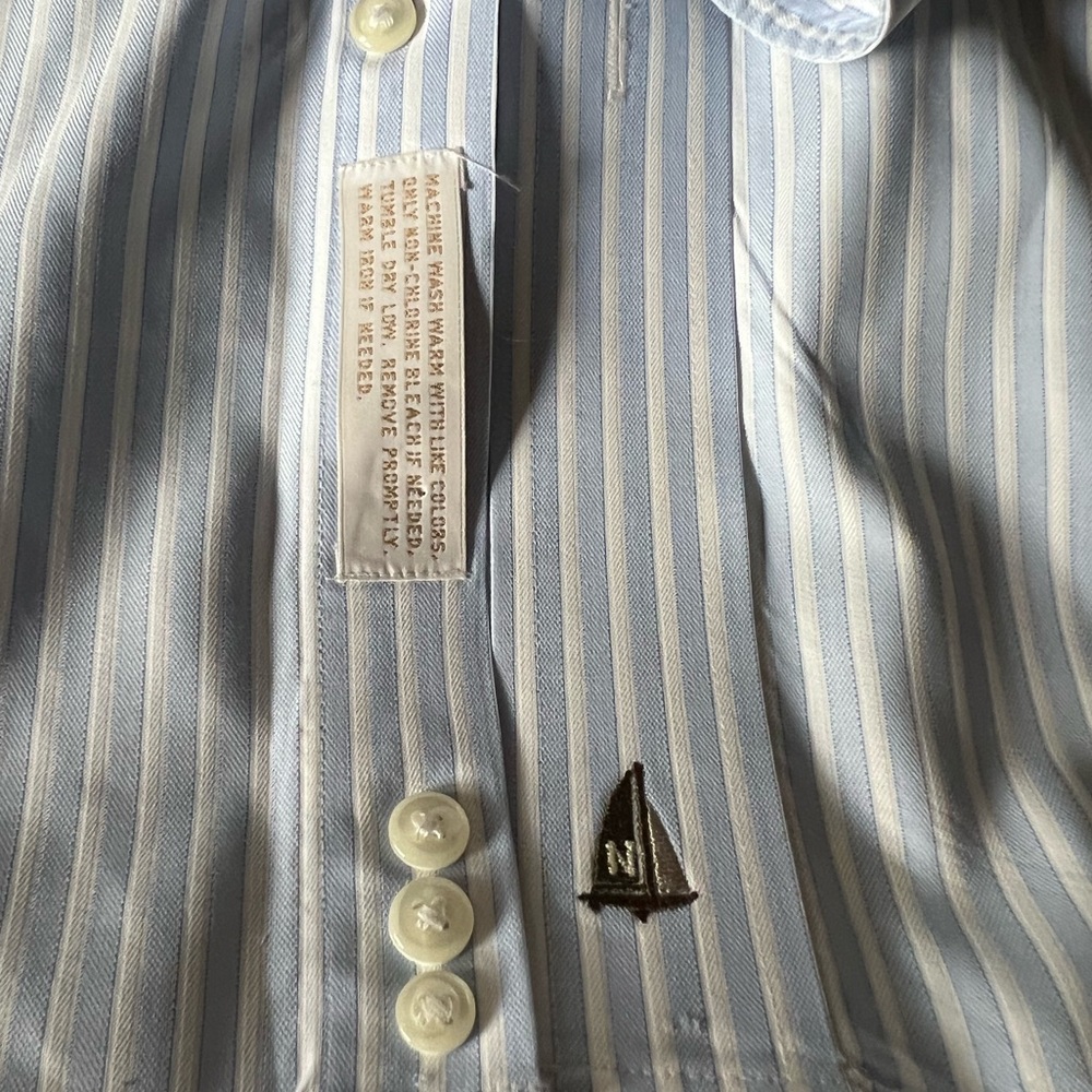 Nordstrom SmartCare Long Sleeve Blue and White Stripe Dress Shirt size 16 1/2 35 - Picture 6 of 9